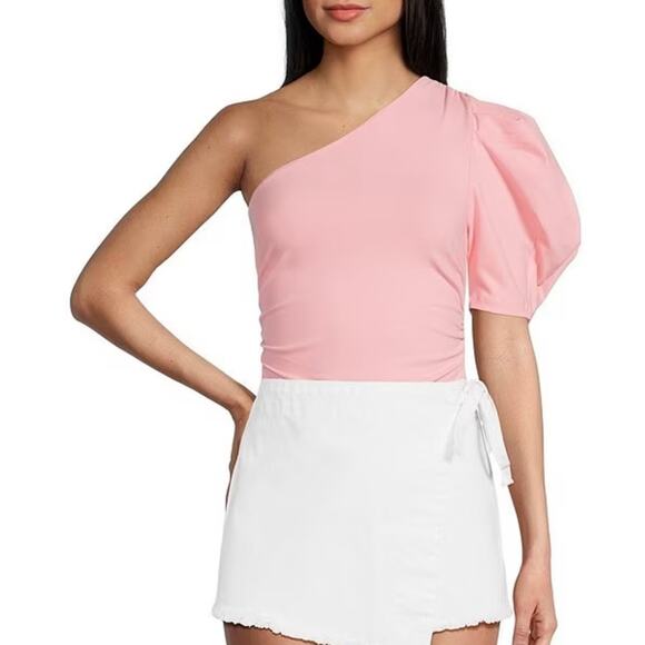 NWT Free People Pink Somethin Bout You One Shoulder Bodysuit Size XL - Picture 10 of 10